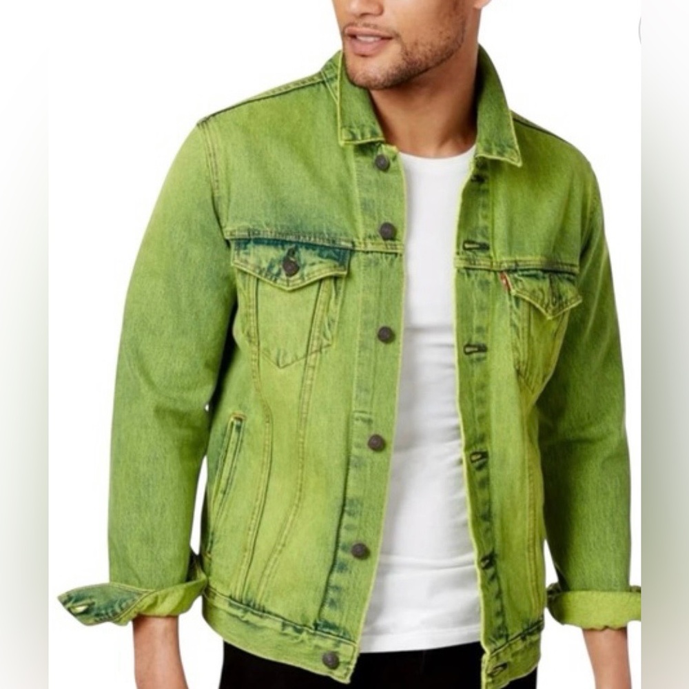 Levi's Denim Jacket Men's L Neon Green Slime Vintage Rare